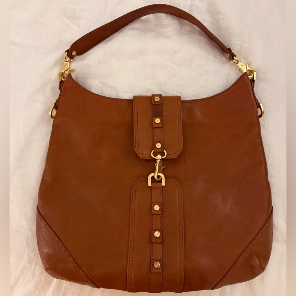 Tory Burch Brown Leather Shoulder Bag with Gold Hardware